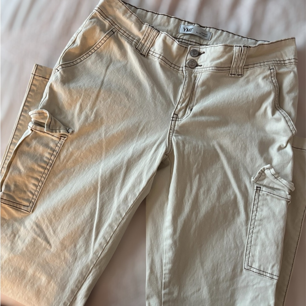 YMI Light Cream Cargo Pants with Pocket Details